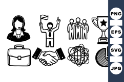 Hand Drawn Business Teamwork Icon Set Bundle Product Image 1