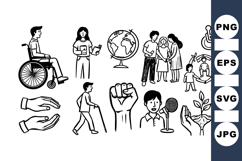 Inclusive Empowerment Line Art Vector Clipart Set Product Image 1