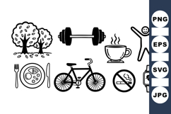 Healthy Lifestyle Icon Bundle for Wellness Projects Product Image 1