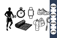 Fitness Equipment SVG Clipart Bundle for Workout Designs Product Image 1