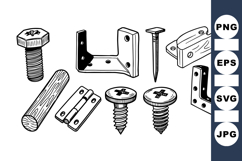 Hand Drawn Hardware Vector Clipart Bundle for Crafts Product Image 1
