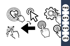 Vector Hand Cursor Click Icon Set For UI Design Product Image 1