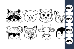 Woodland Animal Face SVG Vector Clipart Set Product Image 1