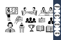 Hand Drawn Business Meeting Icon Clipart Pack Product Image 1