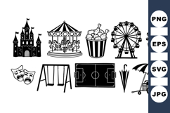Amusement Park Icon Set for Kids Party Design Product Image 1