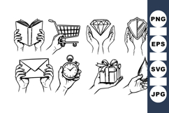 Hand Drawn Hands Icon Clipart Vector Set Product Image 1