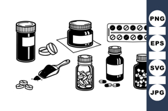 Hand Drawn Medicine Bottles And Pills Clipart Bundle Product Image 1