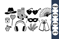 Vintage Party Accessories SVG Clipart Bundle for Crafting Product Image 1