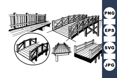 Hand Drawn Wooden Bridge SVG Clipart Set for Crafts Product Image 1