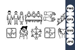 Hand Drawn Community Connection Vector Line Art Set Product Image 1