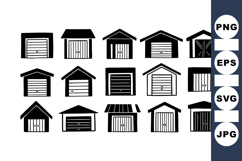 Black Garage Door Silhouettes Vector Set Product Image 1