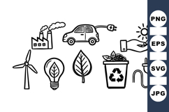 Hand Drawn Eco Energy SVG Clipart Set Product Image 1