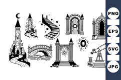 Magical Castle Door and Tower Vector Bundle Product Image 1