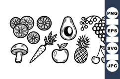 Hand Drawn Fruit And Vegetable Clipart Set Product Image 1
