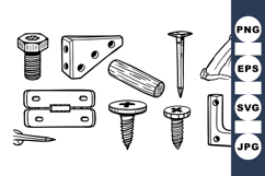 Hand Drawn Hardware Vector Clipart Set for DIY Projects Product Image 1
