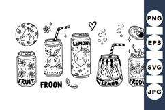 Hand Drawn Cute Fruit Drink SVG Bundle for Summer Product Image 1