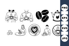 Hand Drawn Coffee and Tea Clipart Set for Crafts Product Image 1
