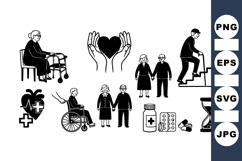 Vector Elderly Care Icon Set For Medical Designs Product Image 1