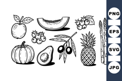 Hand Drawn Fresh Fruit And Vegetable Clipart Bundle Product Image 1