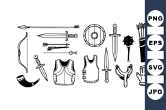Medieval Weapon And Armor SVG Clipart Set Product Image 1