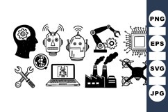 High Tech Robotics Icon SVG Clipart Bundle Product Image 1