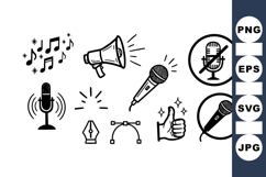 Hand Drawn Audio Icon Vector Set For Digital Design Product Image 1