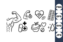 Fitness Health Icon Vector Bundle For Wellness Designs Product Image 1