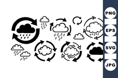 Rain Cloud Weather Icon Vector Set Bundle Product Image 1