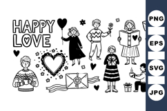 Hand Drawn Love Doodle Clipart Set for Valentine Cards Product Image 1