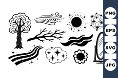Mystical Nature Elements Vector Clipart Collection Product Image 1