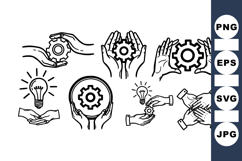 Hand Holding Gear Icons Vector Set for Business Use Product Image 1