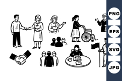 Hand Drawn Business People Meeting Clipart Set Product Image 1