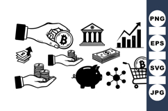 Vector Crypto Finance Icons Bundle with Bitcoin and Bank Product Image 1