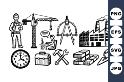 Industrial Construction Tools Vector Clipart Set Product Image 1