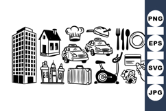 Hand Drawn Urban Lifestyle Icon Vector Set Product Image 1