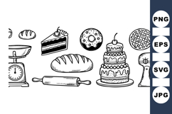 Hand Drawn Baking Illustration Clipart Bundle for Dessert Product Image 1