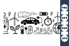 Electric Vehicle And Renewable Energy Icon Set Bundle Product Image 1