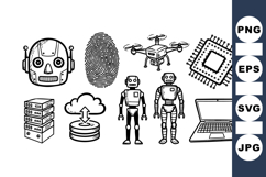 Hand Drawn Robot And Cybersecurity Svg Bundle Product Image 1
