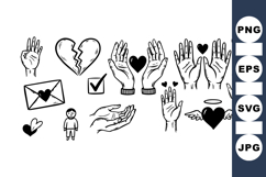 Hand Drawn Love Gesture Icon SVG Bundle Product Image 1