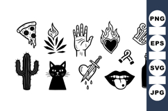 Edgy Tattoo Style Vector Icon Set Bundle Product Image 1