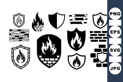 Fire Shield Icon Set for Safety and Security Product Image 1