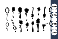 Hand Drawn Dripping Spoon Clipart Set For Cooking Designs Product Image 1