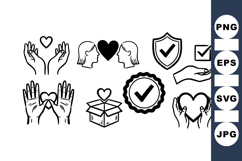 Hand Heart Gestures and Approval Icon Vector Set Product Image 1
