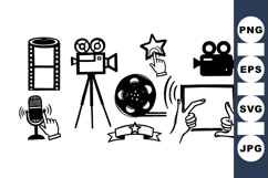 Hand Drawn Vintage Movie Production Icons Bundle Product Image 1