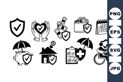 Insurance Icon Set For Security And Protection Designs Product Image 1