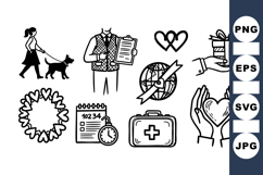 Hand Drawn Charity Icons Clipart Set for Nonprofit Product Image 1