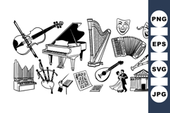 Classical Music Instruments Vector Clipart Set Bundle Product Image 1