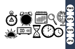 Hand Drawn Time Icon Vector Set For Planners Product Image 1