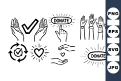 Hand Drawn Donate Icon Clipart Bundle Product Image 1