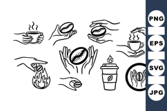 Minimalist Coffee Hand Line Art Vector Set Product Image 1